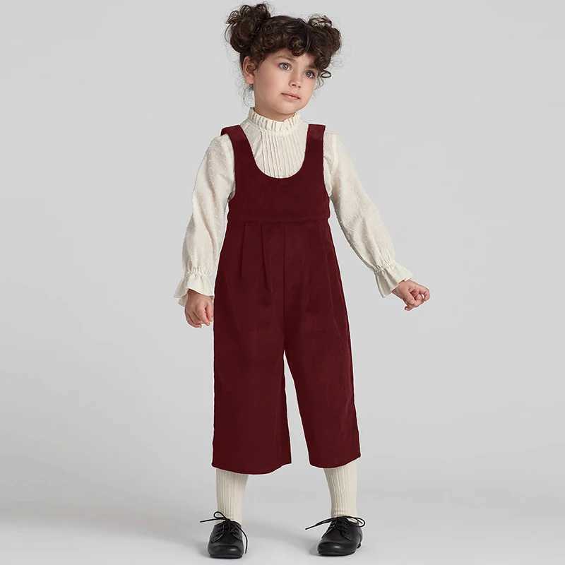 Girls Cotton Retro Corduroy Jumpsuit 2025 Autumn And Winter New Childrens Warm OnePiece Wide Leg Pants Baby Casual Overalls C251009