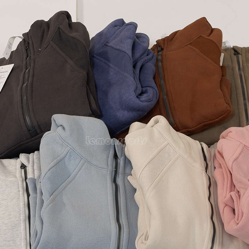 2025 Autumn Yoga scuba hoodie Luluity lemonion Jacket set men Ladies Sport Half Zipper Luluity lemonion Loose Style With Fleece designer Luluity lemonion Sweats