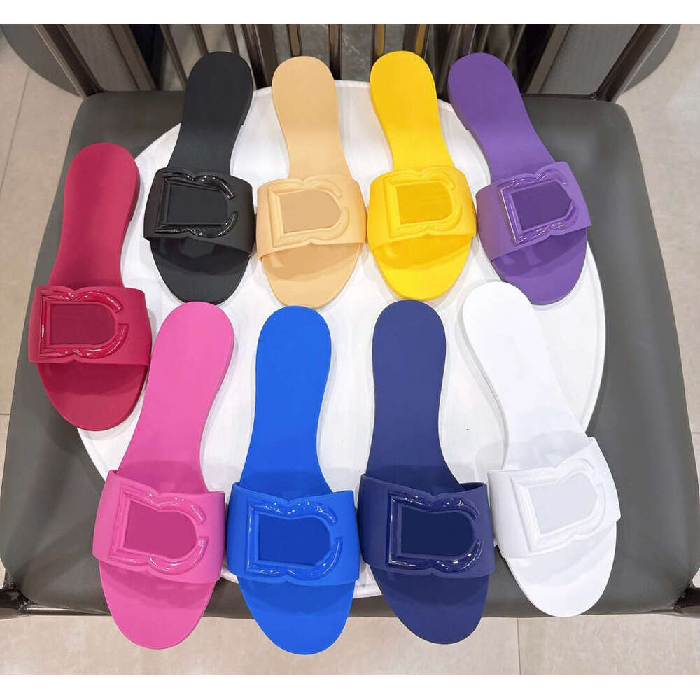 Designer Sandals Women D-Logo Interlocking Slides Rubber Slippers Ladies Flat Beach Jelly Script Summer Fall Mules Outdoor Waterproof Luxury size 35-41