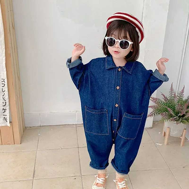 2025 Spring Autumn Kids Overalls Denim Girls Clothes Outfit Boys Jumpsuits Loose STYle Girls Playsuit C251009