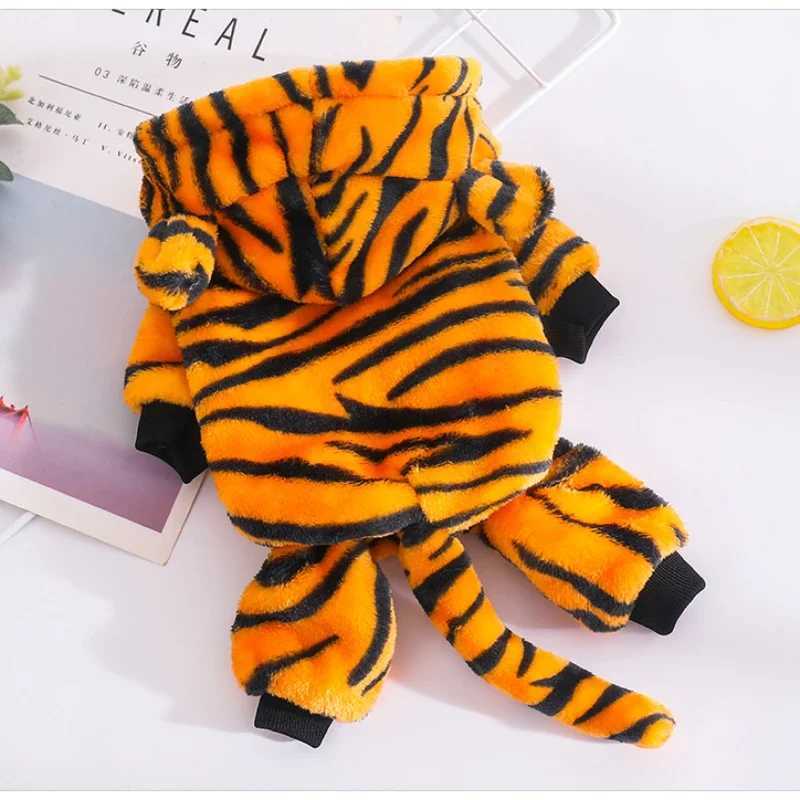 Cute Tiger Dinosaur Soft Warm Pet Dog Jumpsuits Clothing for Cats Pajamas Pet Hoodies Chihuahua Teddy Costume Pet Products C251009