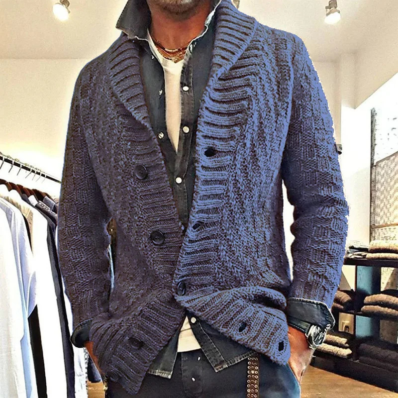 autumn and winter y fashion sweater mens retro thick warm collar knitted jacket cardigan clothing 2501008