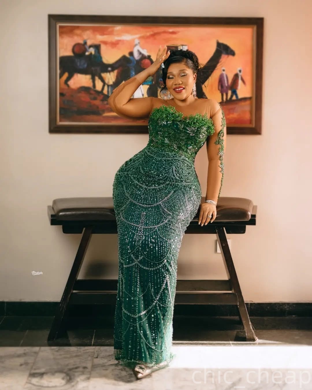 Sheath Dark Green Prom Dresses 2025 Florals Beaded Sheer Neck Sequined Evening Formal Party Second Birthday Engagement Gowns Plus Size Dress For Speci