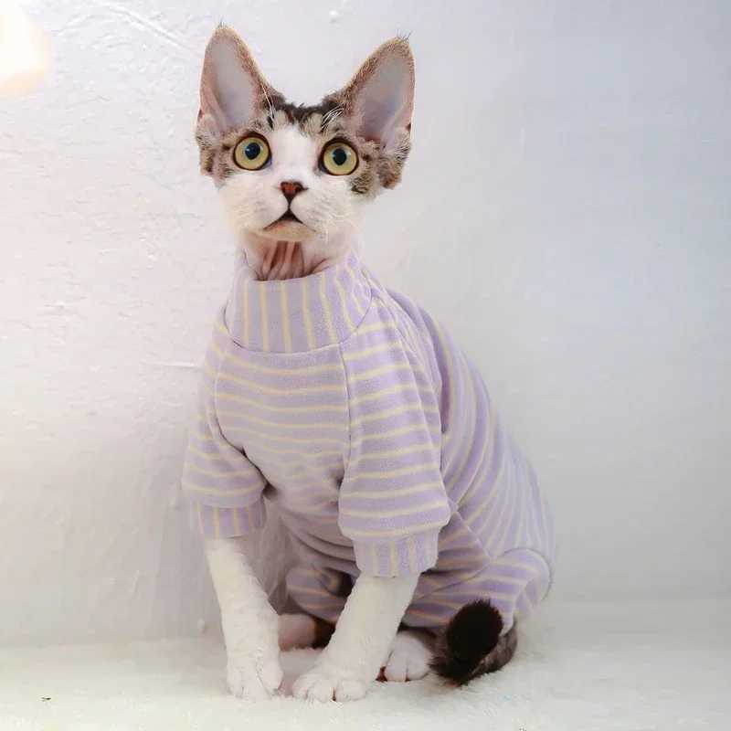 Hairless Cat Clothes Devon Sphynx Cat Stretch Velvet Belly Bottom Fourlegged Sweater Sphynx Cat Clothes C251009
