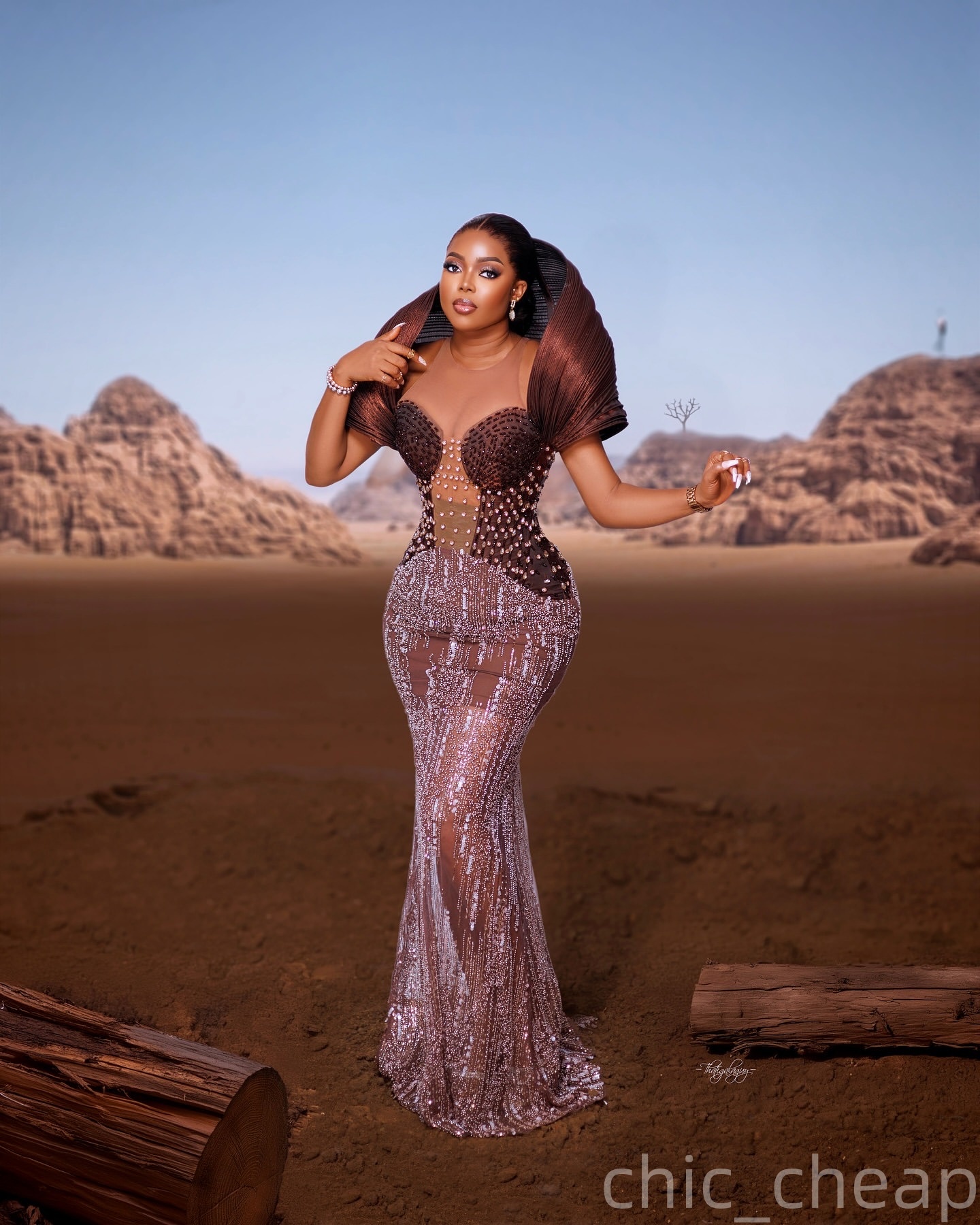 Brown Mermaid Prom Dresses 2025 Illusion Crystals Stylish Sequined Evening Formal Party Second Birthday Engagement Gowns Plus Size Dress For Special O