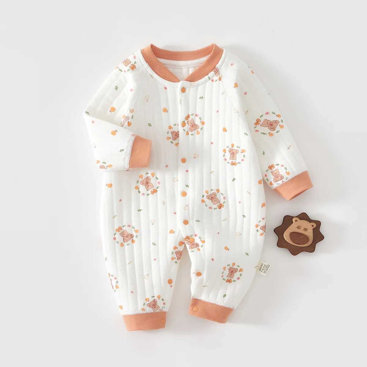 Baby Jumpsuit Clothes Winter Thickening 100 Cotton Boys Girls Cute Printed Bear Romper Infant Onesie Spring Trend 136912M C251009