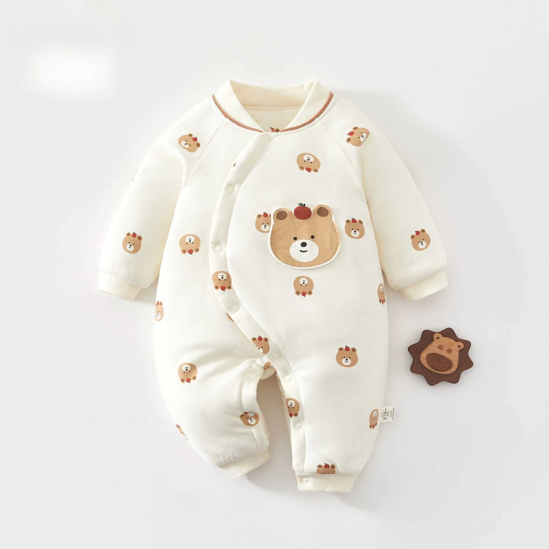 Newborn Baby Winter Thickened Cotton Romper Korean Style Warm Jumpsuit Infant Unisex Kimono Onesie 012 Months C251009