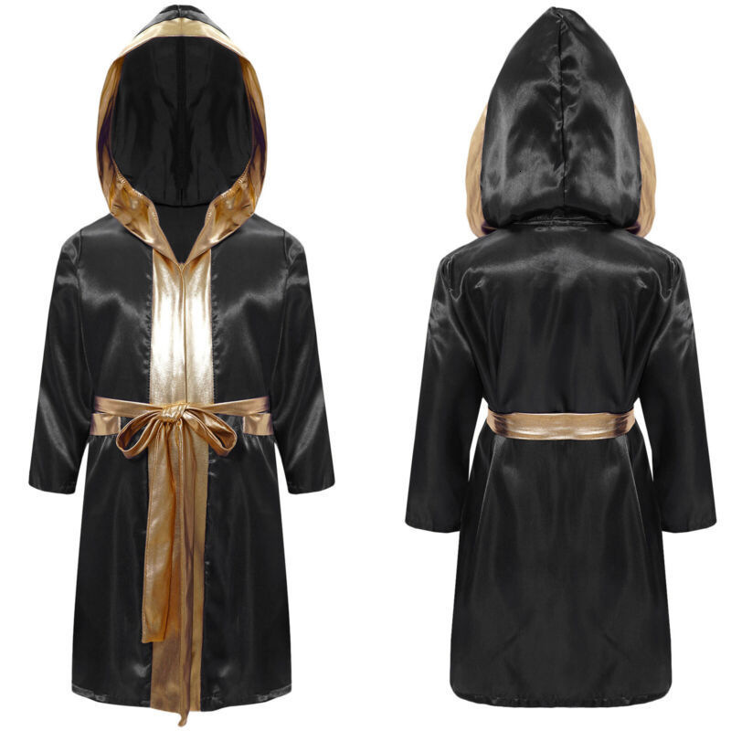 rens boxing costume Halloween role-playing costume long sleeved open front metal decoration satin hooded sweatshirt 241127