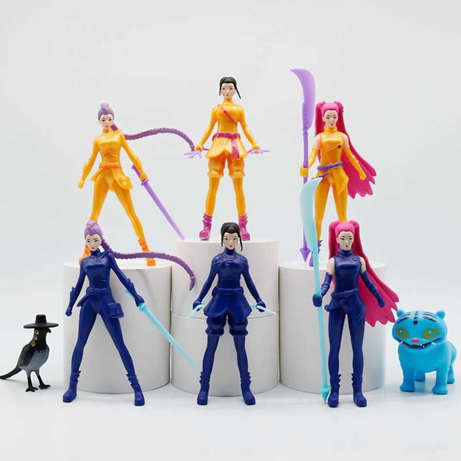 Anime 12pcs Kpop Demon Hunters Demon Hunters Figures Huntrix Figure Toy Derpys Tiger Rumi Mira Zoey Sussy Figurine Ornament Gift Z251009