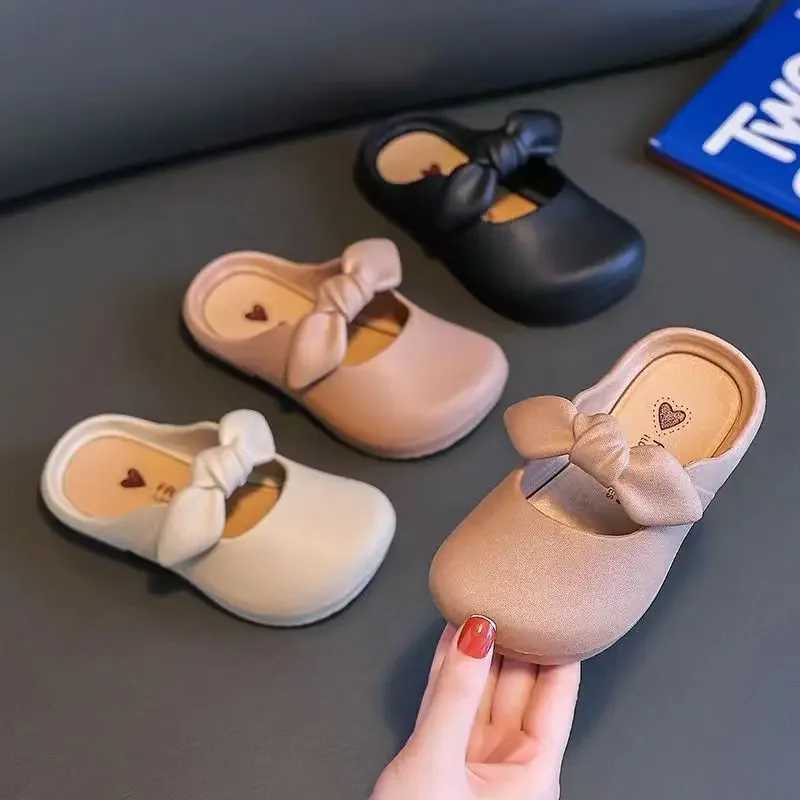 Children Slippers Childrens Cute Bao Toe Shoes Wear Flat House Bowtie Shoes Girls Shoes Slippers Kids House Slippers J251027