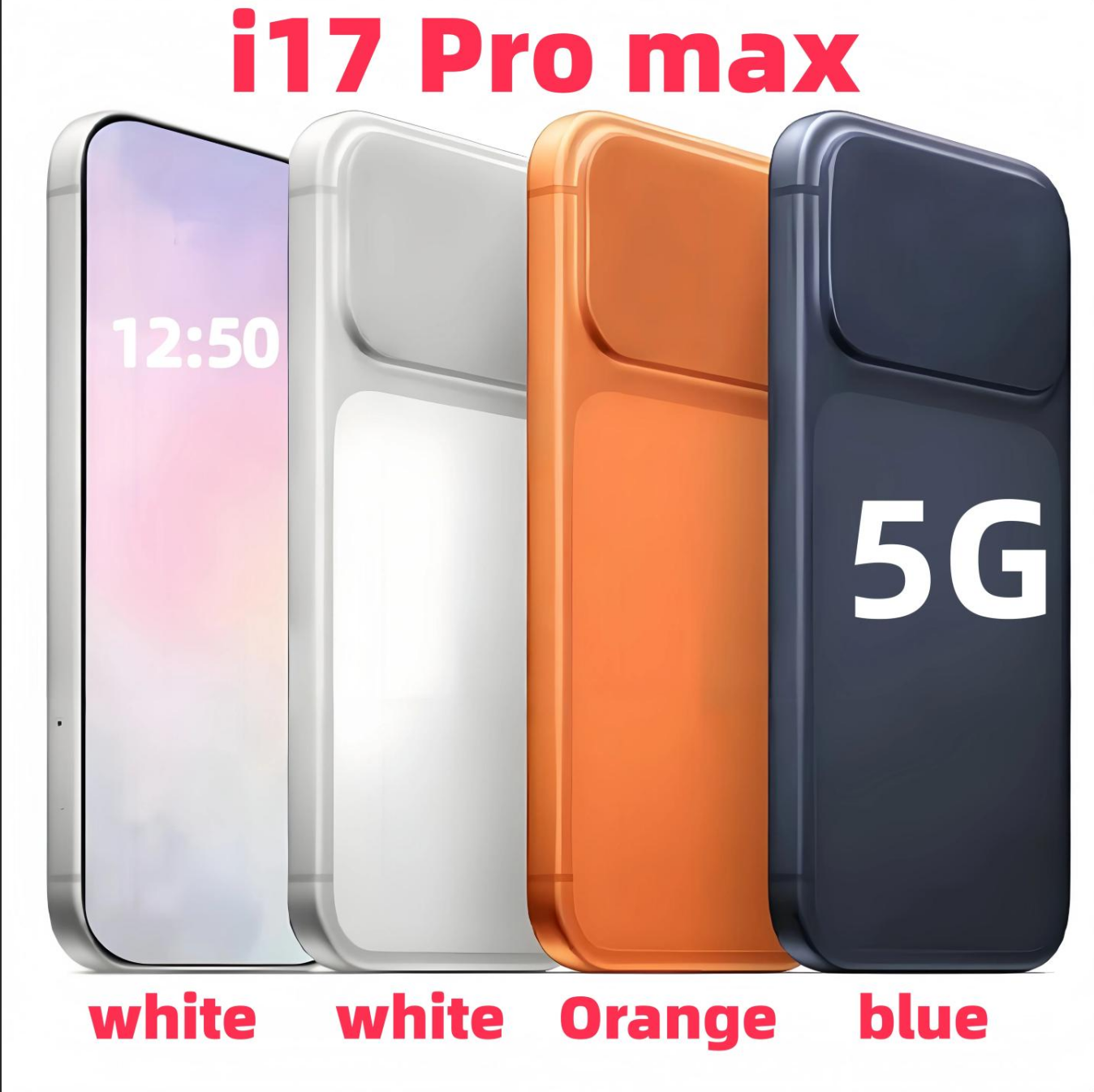 i17 Pro Max Orange i16 Full Screen Smartphone Camera Face Phone Unlocked LTE Smart phones 16GB RAM 1TB HD Android OS GPS Mobile Phone Ring watch S25 S24 Ultra S10
