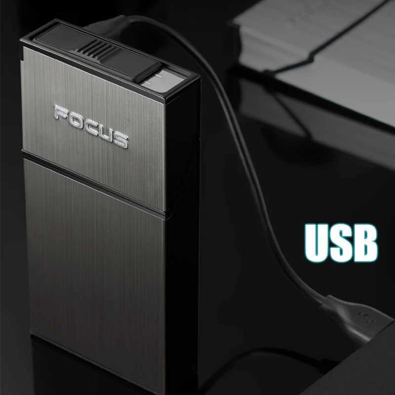 1 USB charging lighter and cigarette case in one Womens portable cigarette case with pressure protection for 20 thin cigarett W251009