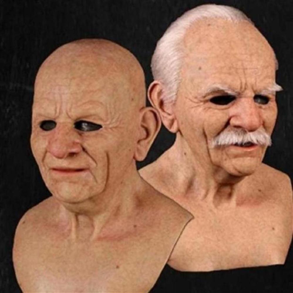 Old Man Mask Halloween Creepy Wrinkle Face Mask Halloween Costume Realistic Latex Masquerade Carnival Men Face245C6225931265H