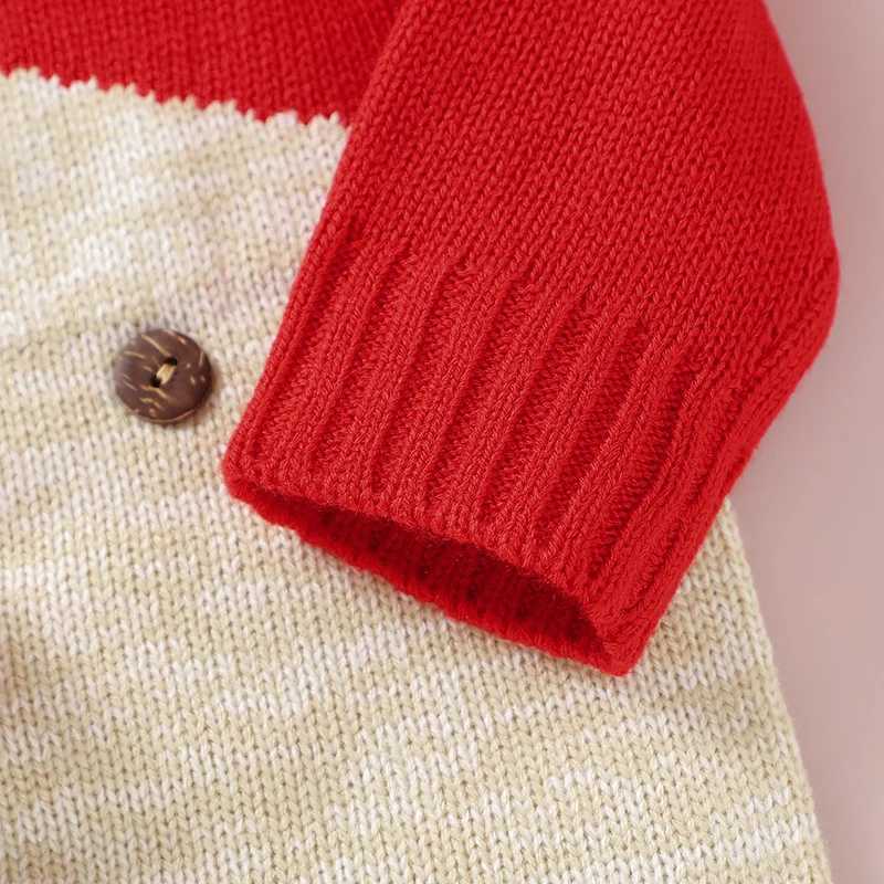 Red Christmas Knit Newborn Baby Unisex Rompers Full Sleeves Infant Boys Girls Reindeer Jumpsuits Playsuits Outfits C251009