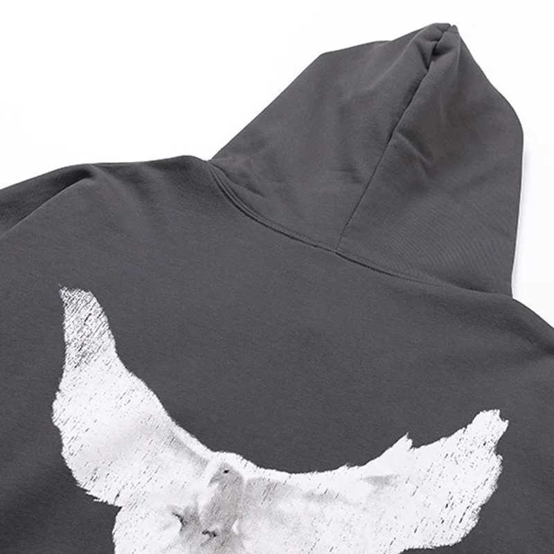 Hooded Sweatshirts Men Women Loose Casual Streetwear Peace Dove Wing Print DONDA PulloversXJ251009