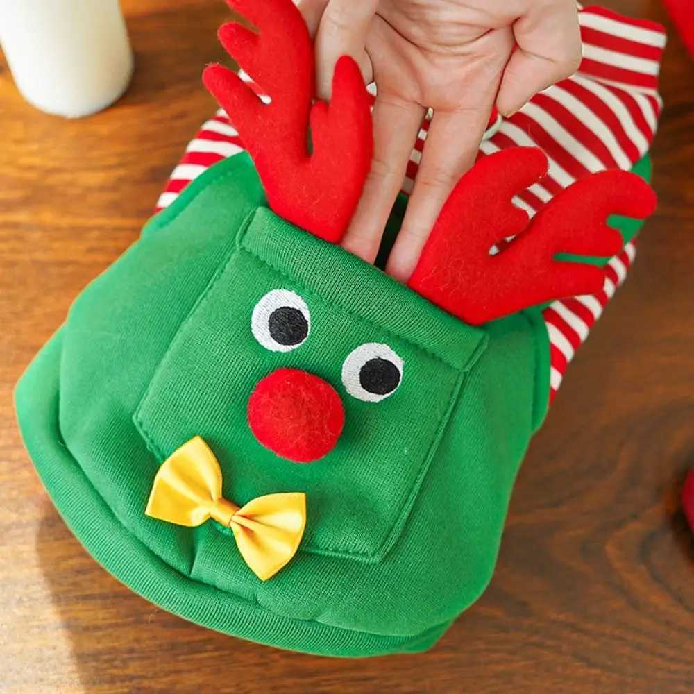 Striped Dog Christmas Clothing Warm Breathable Dog Four Legged Clothes Comfortable Elk Pocket Pet Dress Up Costume C251009