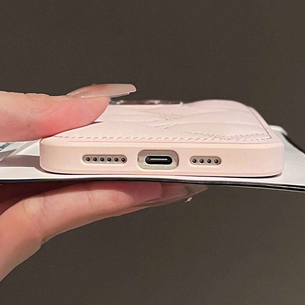 Electroplated Leather Case For iPhone 16 15 14 Pro Max 16E Cartoon Love Heart Soft TPU Protective Phone Cover