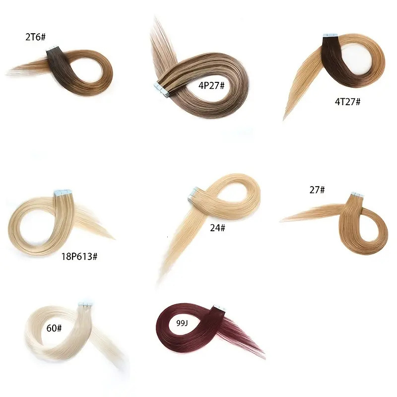 NNHAIR Invisible Tape In 100% Human Hair Remy Real Hair Extensions Thick High Quality For Woman 20PCS 14Inches-24Inches 30G-60G