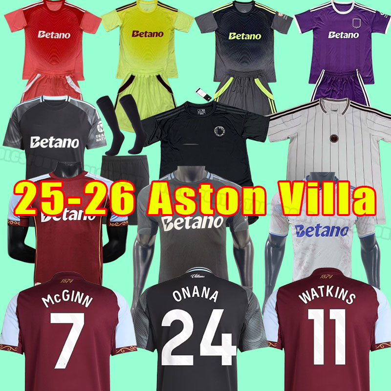 2025 2026 ASTON Soccer Jerseys KAMARA Villa 25 26 Home Away WATKINS BUENDIA McGINN EL GHAZI DOUGLAS LUIZ MINGS KONSA CASH Football shirt Adult Tops Kit Mens training