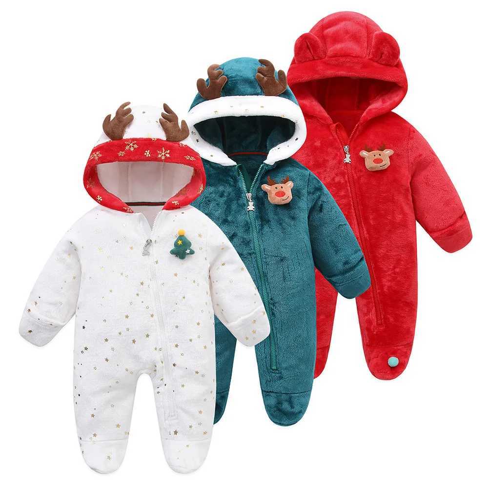2025 Autumn Winter Newborn Baby Romper Christmas Flannel Hooded Baby Girl Overalls 01 Years Infant Boy Jumpsuit Outfits C251009
