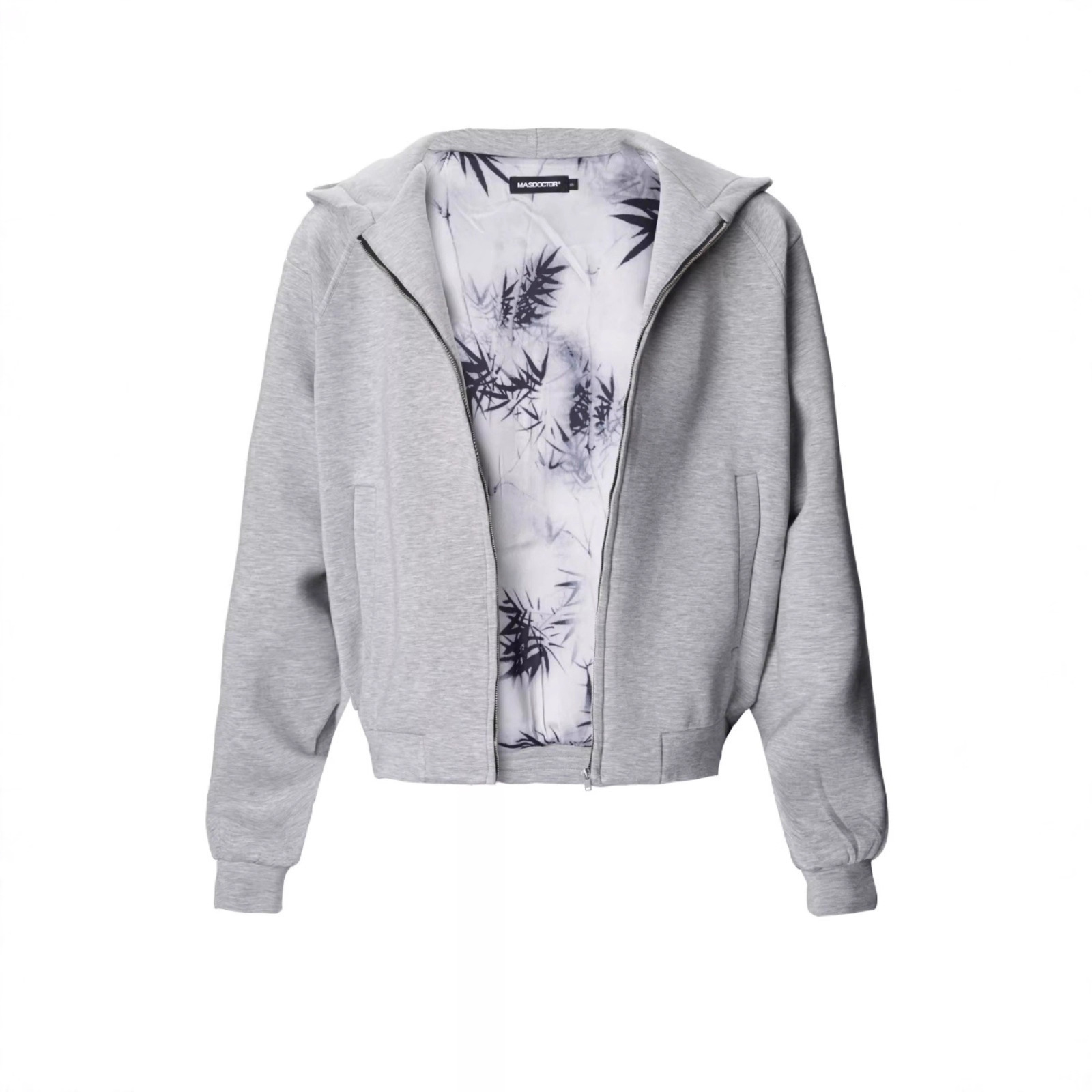 Ink Designer Hoodie Painting Style Inner Zipper Hooded Sweatshirt Cardigan Unisex Cleanfit Floral Designer Shirt Gray Loose Heavyweight Air Layer