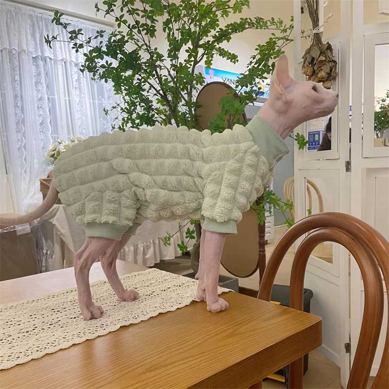 Sphynx Cat Turtleneck Winter Green Sweater Hairless Cat Clothes Thick Warm 4legged Coat Purple Fleece Jacket for Devon Rex C251009