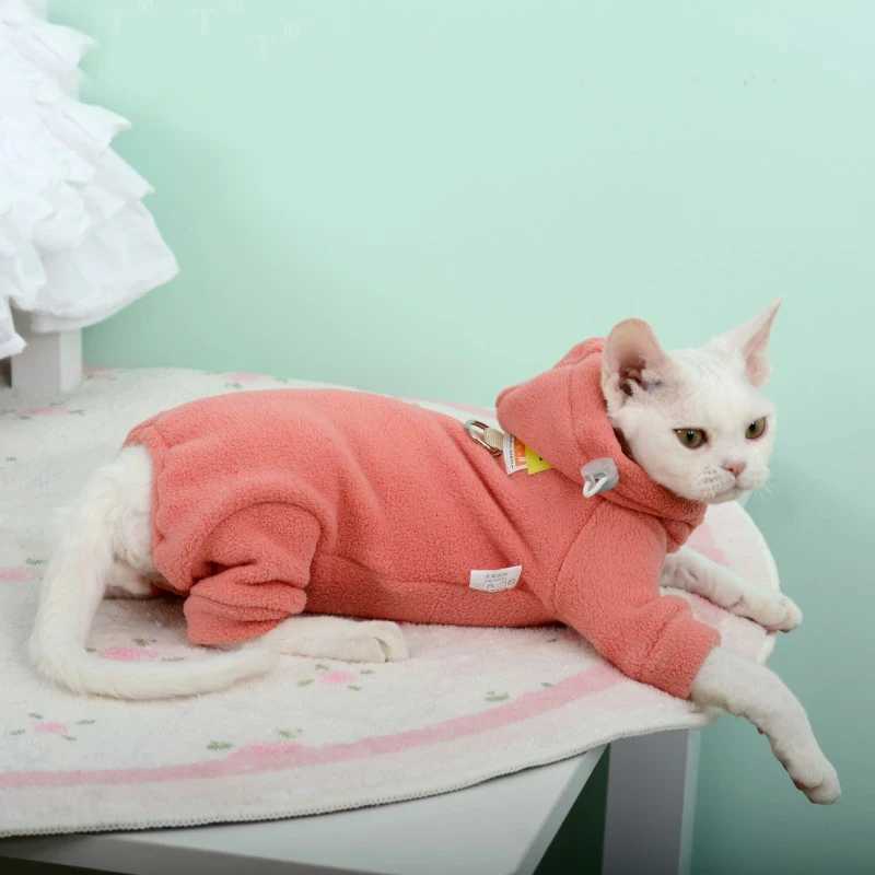 New Cat Clothes with Hooded Winter Warm Sports Outfit Sphynx Cat Hoodies Pullover Sphinx Fleece Clothes Cat Supplies C251009