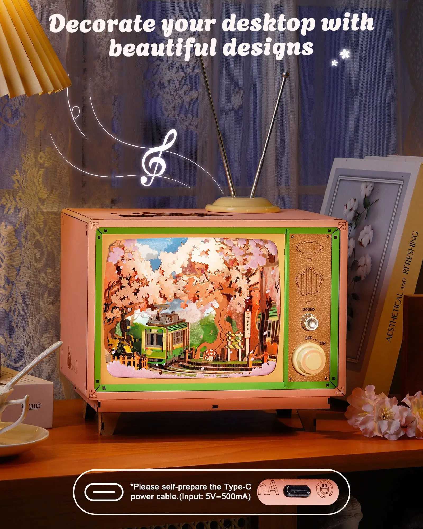 Robotime Rolife Sakura Dreamy Tour 3D Wooden Puzzle Music Box with Light Therapeutic Home Decor Unique Gift for Children X251009