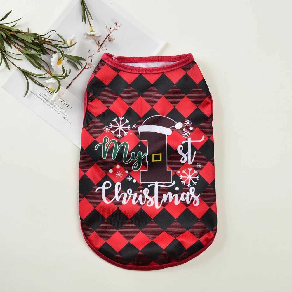 Christmas Print Cat Clothes Breathable Soft Cozy Kitten Tshirt For Small Medium Dogs Cats Cute Santa Claus Pet Vest Costume C251009