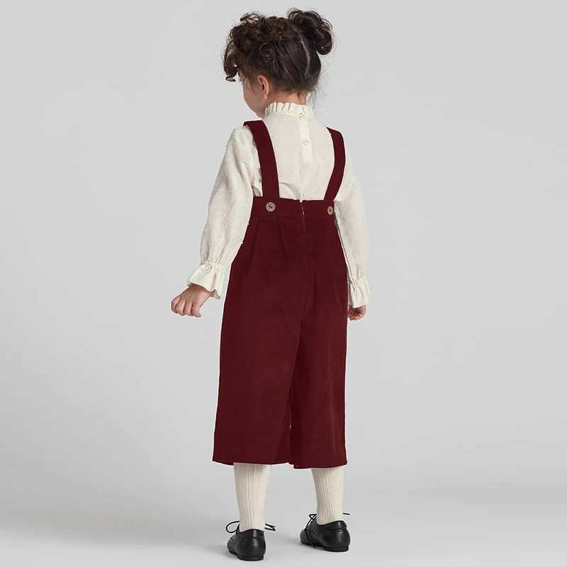 Girls Cotton Retro Corduroy Jumpsuit 2025 Autumn And Winter New Childrens Warm OnePiece Wide Leg Pants Baby Casual Overalls C251009