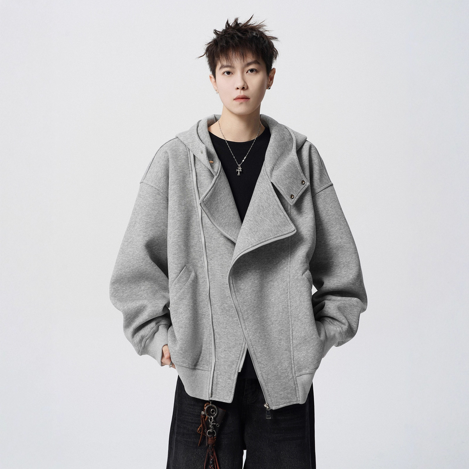 Design Sense Double Designer Shirt Zipper Cardigan Sweatshirt Men Autumn American Style Trendy Versatile Couple Jacket Designer Hoodie Heavy Loose Hooded Jacket