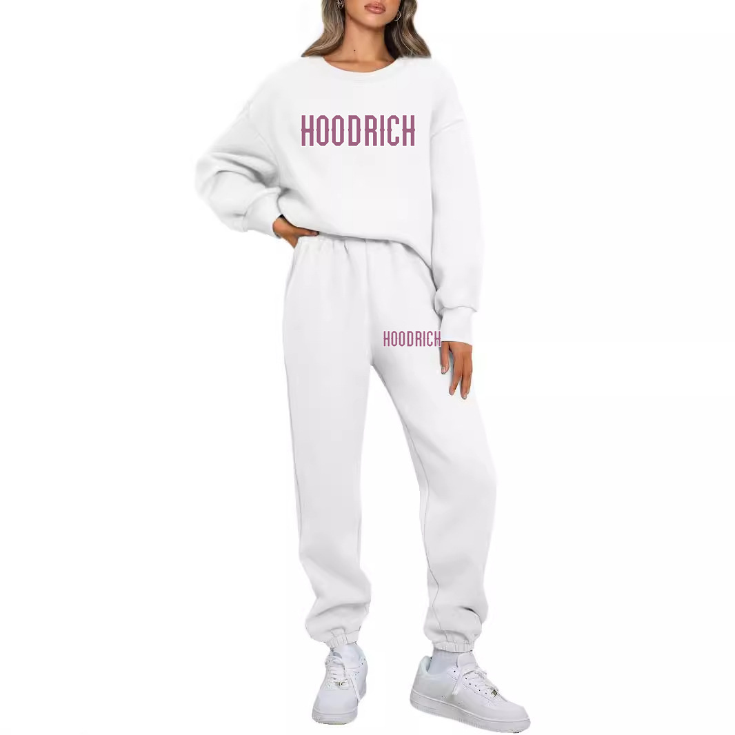 Women's Tracksuits Hoodrich design fashionable and trendy casual loose round neck sports shirt set printed