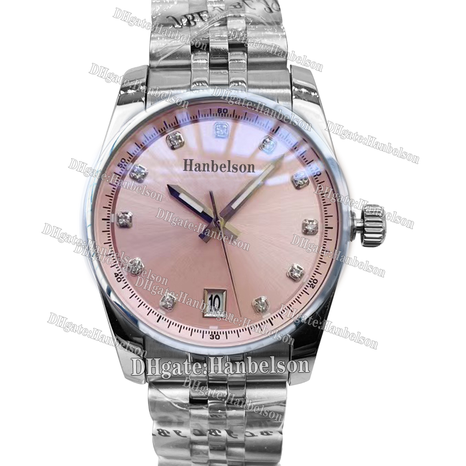 Women's Quartz Watch, Steel Strap, Pink Sunburst Dial with Diamonds, Multiple Colors Available