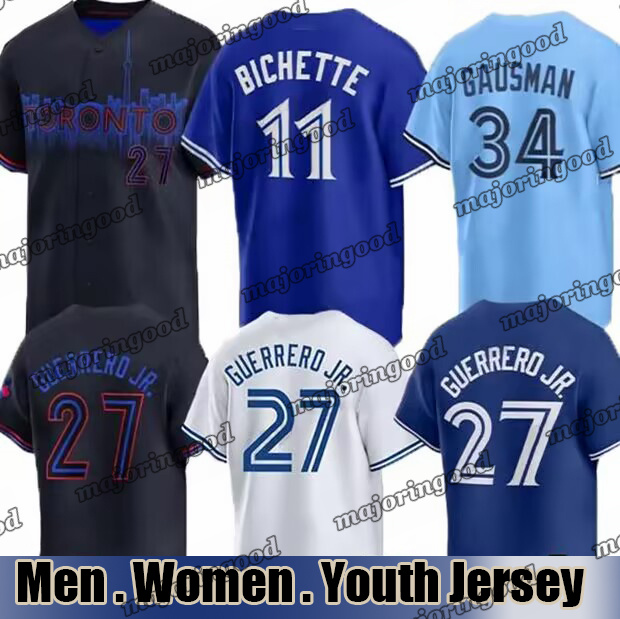 # 27 Vladimir Guerrero Jr George Springer Blue Jays Jerseys Daulton Varsho Ernie Clement Davis Schneider Alejandro Kirk Bo Bichette George Springer Baseball Jerseys