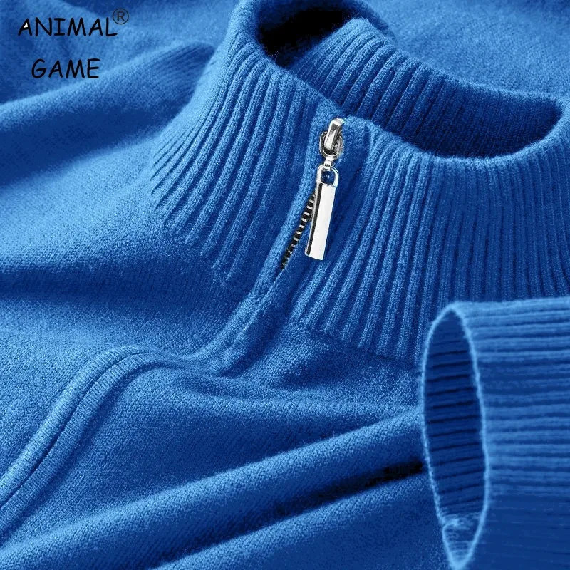 Men Turtlenecks Cardigan Half Zip Pullover Sweaters Knit Solid Color Long Sleeved Polo Sweater Male Casual Daily Warm Coats 2501008
