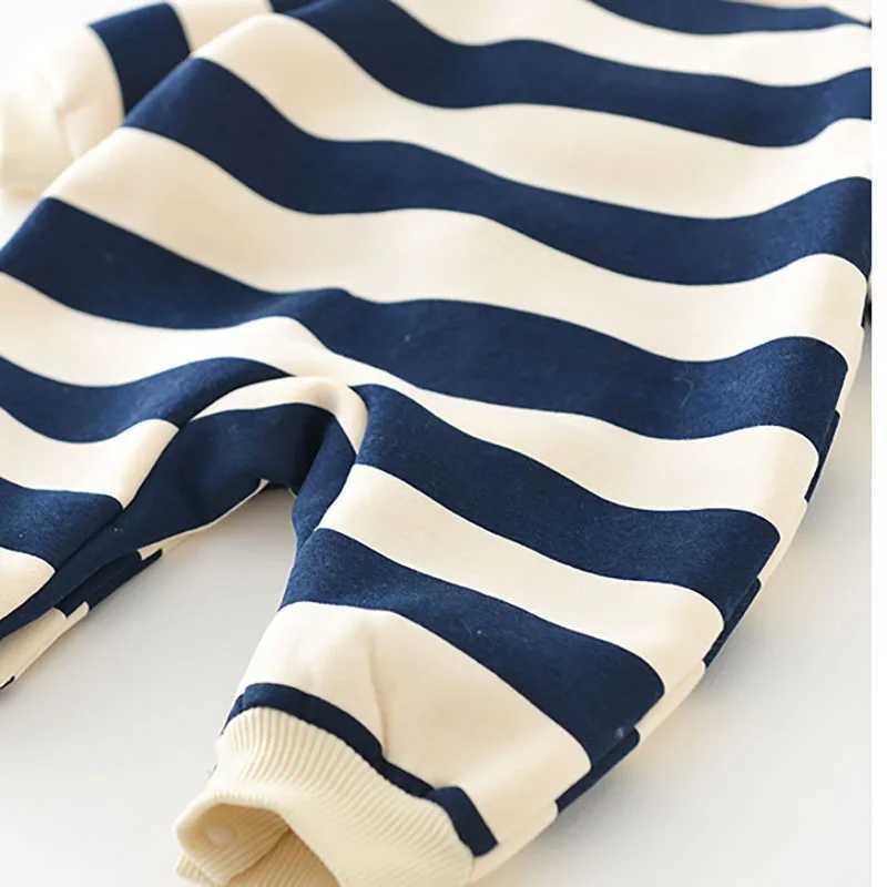 MILANCEL Thicken Lining Boys Baby Rompers Striped Cartoon Girls Jumpsuits Bear Outfit C251009