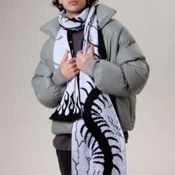 Gothic hip-hop punk striped unisex knit scarf Y2K warm scarf Korean Creative Linear Jacquard Harajuku high street scarf 241122