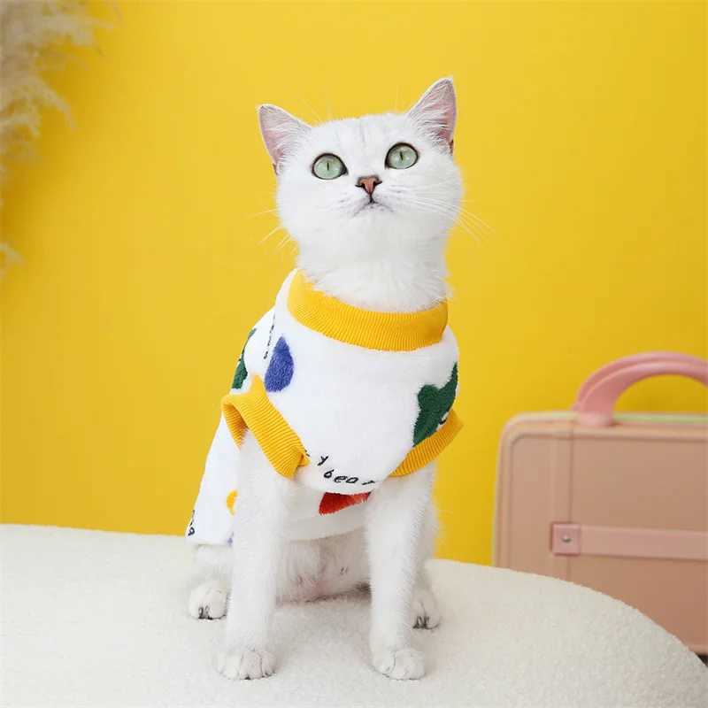 Korean Style Sphynx Cat Sweater with Buckle Winter Warm Pet Clothes for Cats Gotas Garfield Persian Pullovers mascotas Clothing C251009