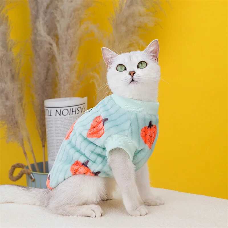 Korean Style Sphynx Cat Sweater with Buckle Winter Warm Pet Clothes for Cats Gotas Garfield Persian Pullovers mascotas Clothing C251009