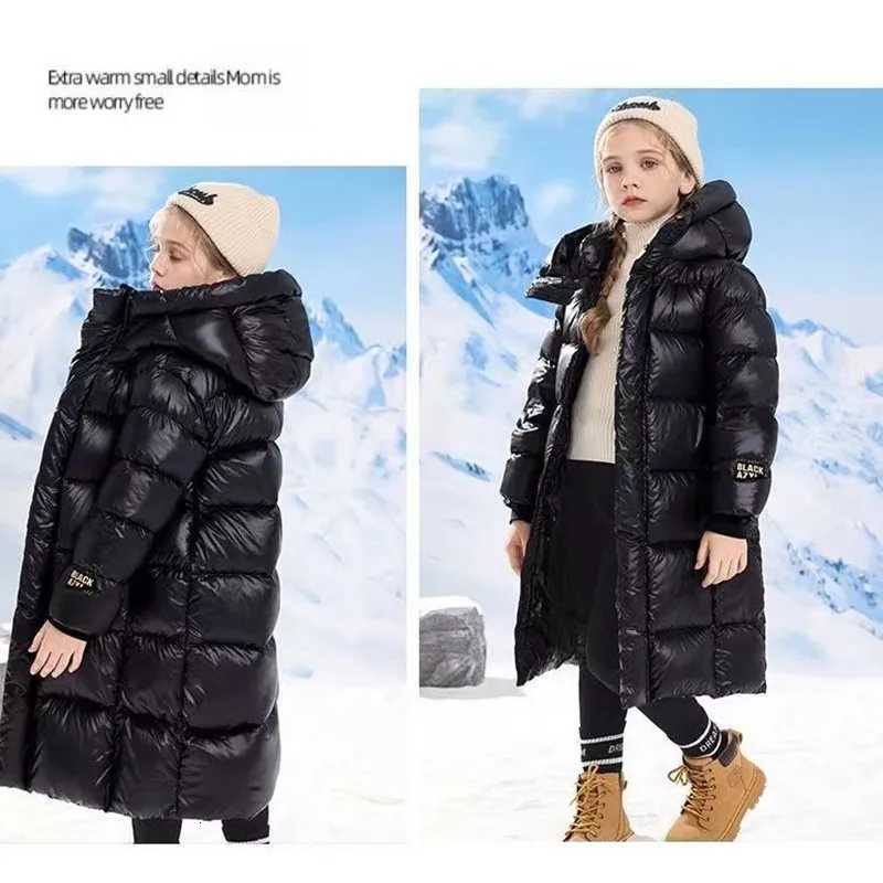 Winter Jacket For Boys Girls Long Length Down Jacket Black Thickened Hooded Coat Big Childrens Outerwear Birthday Gift T251009