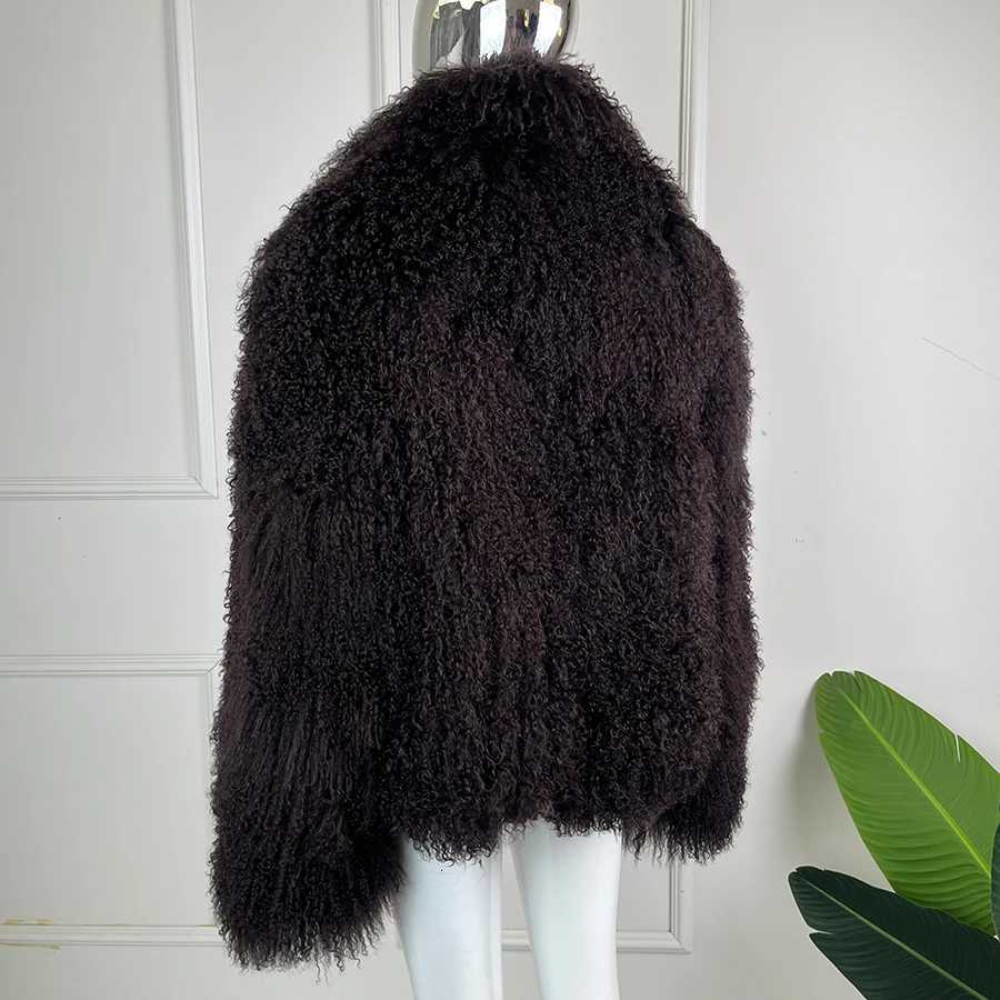 Real Mongolian Fur Coats Women Tibetan Lamb Fur Short Jacket With Round Collar Winter Sheep Fur OutwearXJ251009
