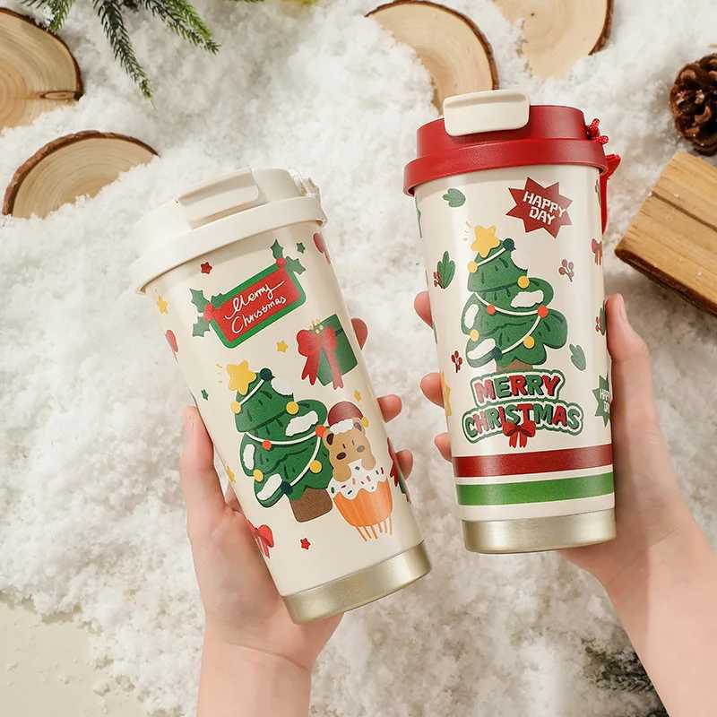 Hot 500ml Christmas Thermos Cup Coffee Mug 316 Stainless Steel Vacuum Flasks Cold Hot Insulated Xmas Gift Cup Santa Claus Mug C251008