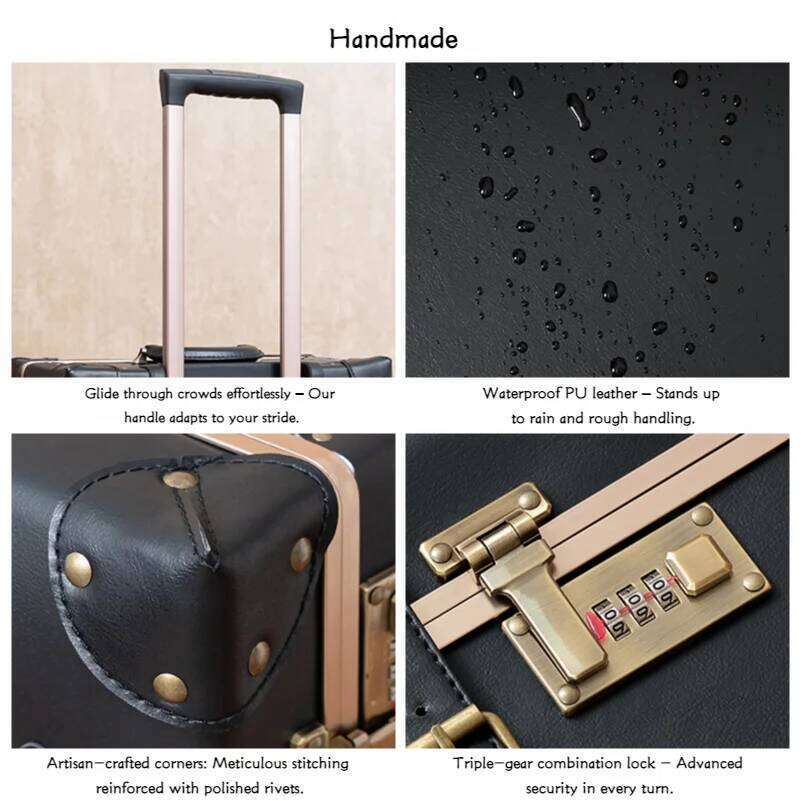 Suitcase set 2 piece , Women's Vintage Lage set, Travel suitcase with boarding tote, handmade faux leather aluminum 123