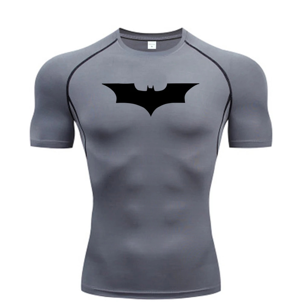 Bat Printed Mens Tight TShirt Running Compression T Shirt Gym Fitness Jogging Short Sleeve Male Casual Shirt Tops 251009