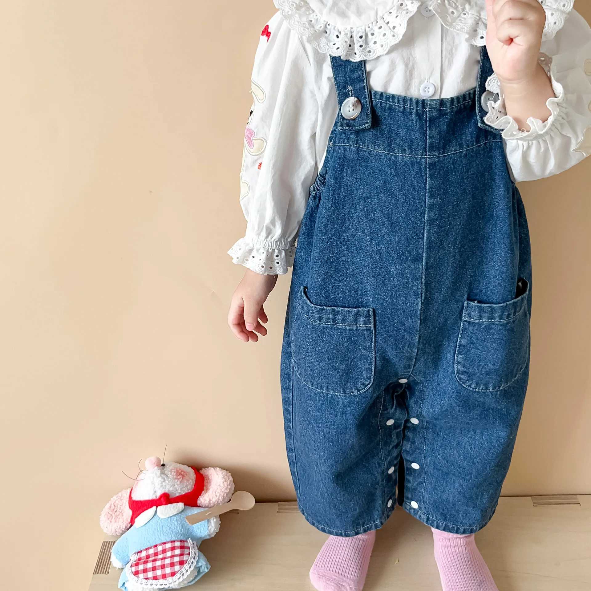 2025 Autumn New Baby Girl Sleeveless Denim Jumpsuit Toddler Girl Cute Rabbit Ear Overalls Infant Romper Kids Clothes 024M C251009