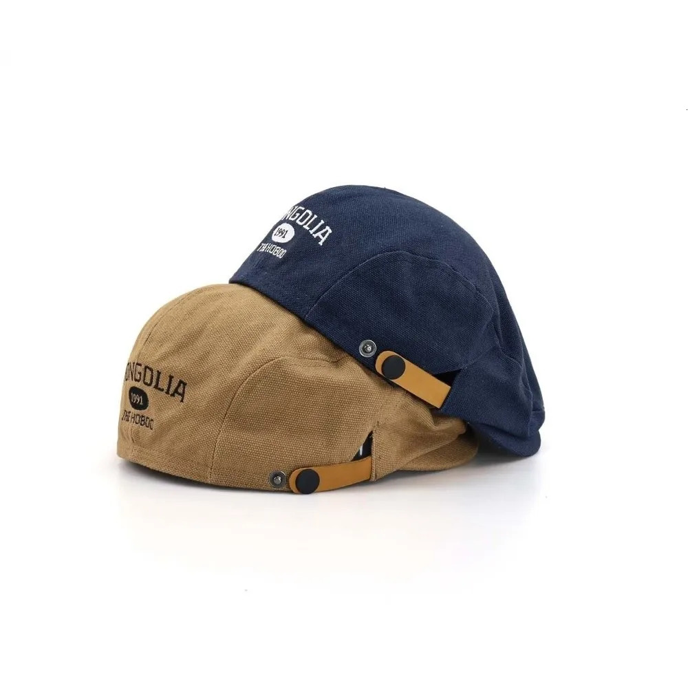 Vintage Cotton Letter Embroidery Beret Adjustable Flat Forward Hat Classic Y2k sboy Cap Streetwear 251008