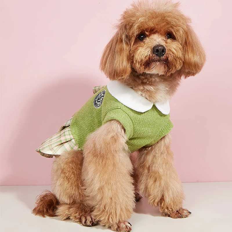 College Style Cute Pet Clothing Cats Dress for Small Dogs Cats Plaid Skirt Spring Clothes Cat Chihuahua Teddy Yorkshire Costume C251009
