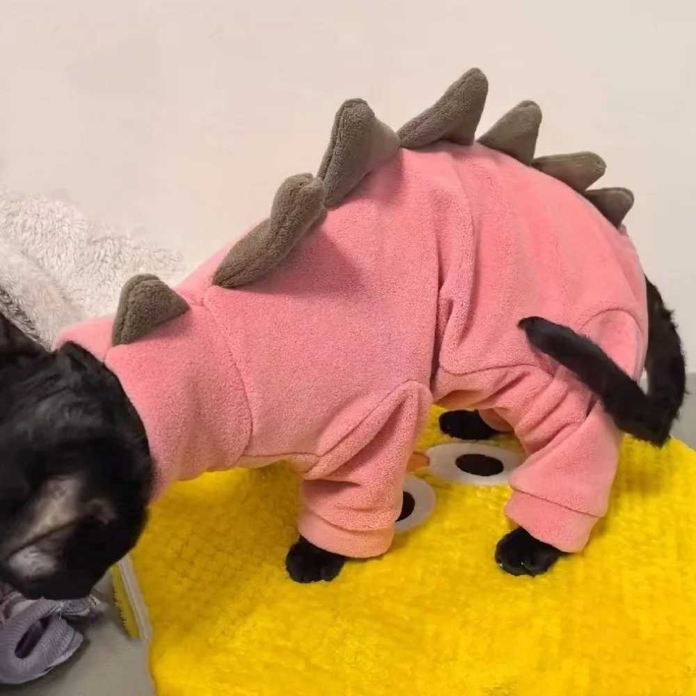 Dinosaur Shape Fleece Sweatshirt for Cats in Winter Cute Cartoon 4legged Warm Purple Blue Coat for Sphynx Cat Soft Jumpsuit C251009