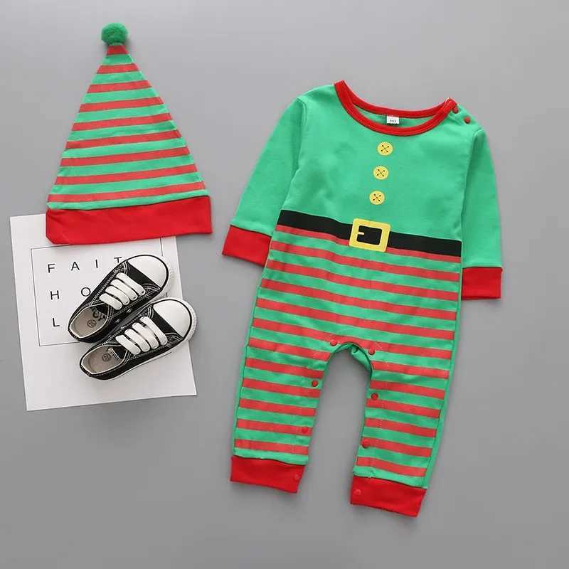 Prowow 018M Baby Boy Girl Christmas Romper With Santa Hat Cartoon Deer Jumpsuit New Year Costume For Newborn Christmas Clothes C251009
