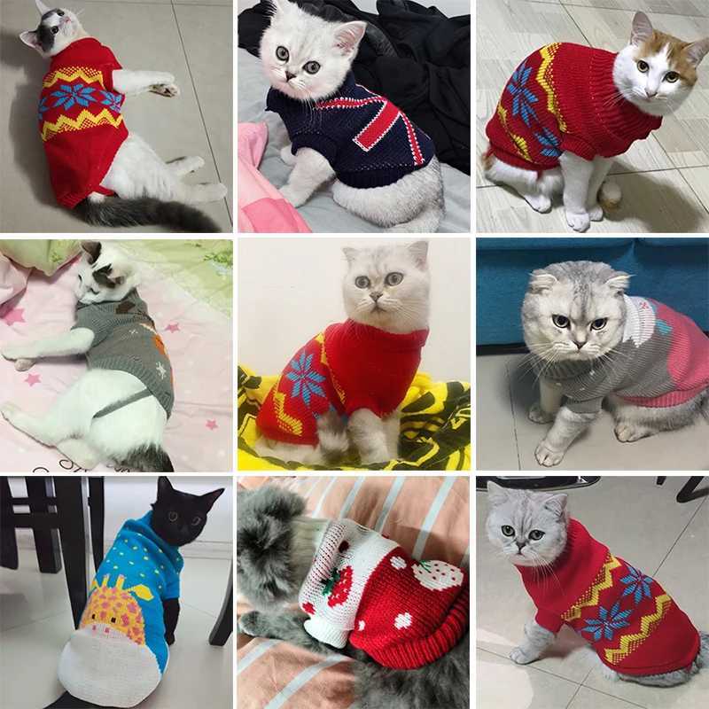 Christmas Cat Sweater Winter Warm Pet Costume for Cats Kedi katten Sphynx Clothing Mascotas Clothes for Dog Animals ropa de gato C251009